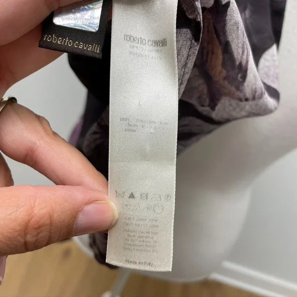 Roberto Cavalli Silk Chiffon Blouse Top Womens 44 Large Purple Floral Coquette